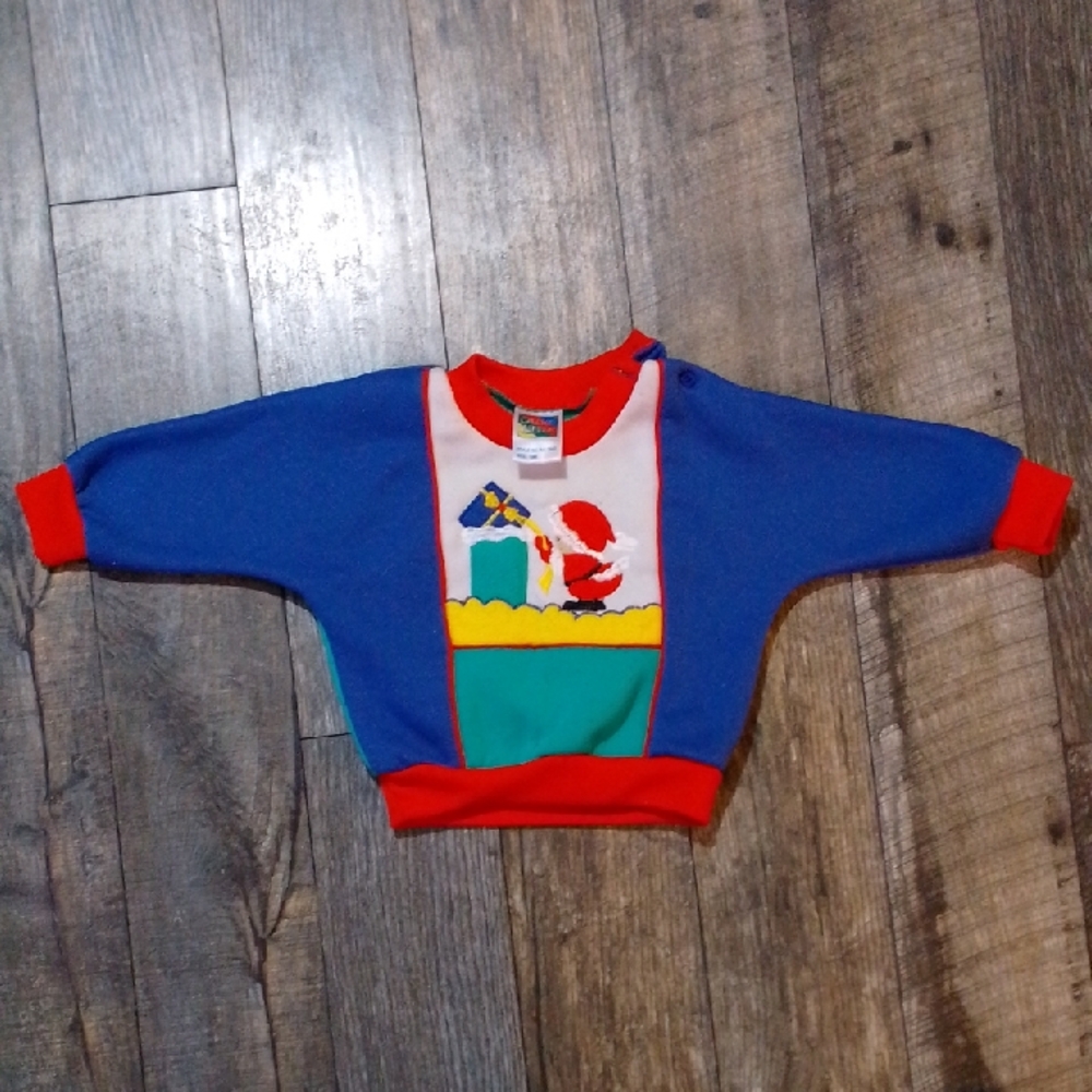 Vintage Retro Winning Colours Santa Present 12 Month Baby Christmas Sweater